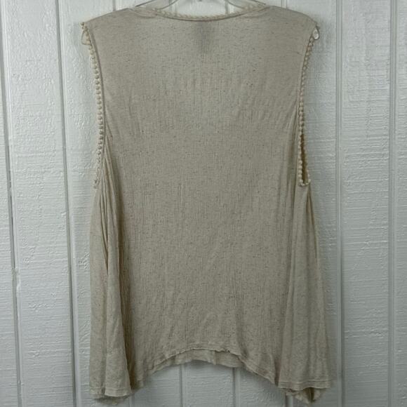 Knox Rose Women Sleeveless Distressed Tank Top Boho Western Beach Cream Size XXL - Picture 7 of 7
